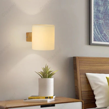 Applique Murale Bois et Verre E27 LED pour Salon et Chambre