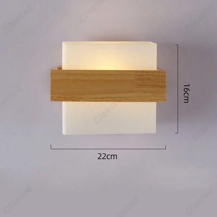 Applique Murale Bois et Verre E27 LED pour Salon et Chambre