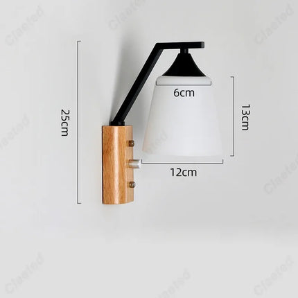 Applique Murale Bois et Verre E27 LED pour Salon et Chambre