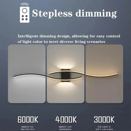 Applique Murale LED Moderne en Aluminium avec Télécommande et Gradation, Lumière Chaude et Froide