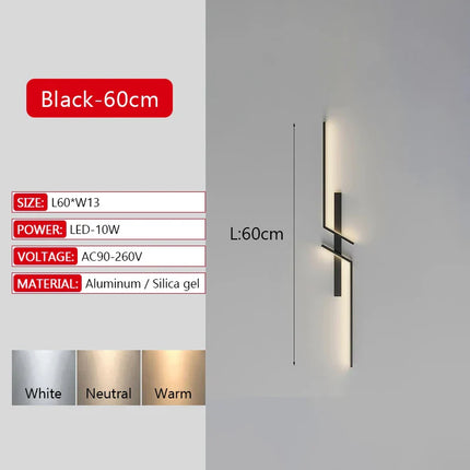 Applique Murale LED Moderne en Aluminium avec Télécommande et Gradation, Lumière Chaude et Froide