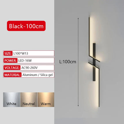 Applique Murale LED Moderne en Aluminium avec Télécommande et Gradation, Lumière Chaude et Froide