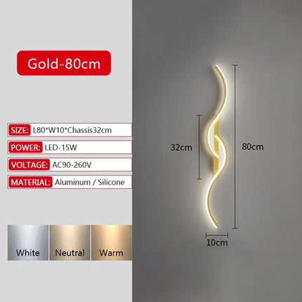Applique Murale LED Moderne en Aluminium avec Télécommande et Gradation, Lumière Chaude et Froide