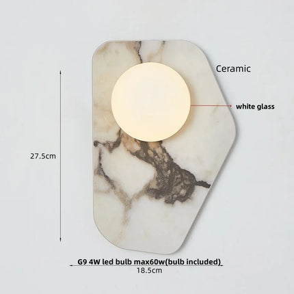Applique Murale LED IWHD en Céramique et Verre Dépoli, Style Nordique Moderne, Lumière Ambiante