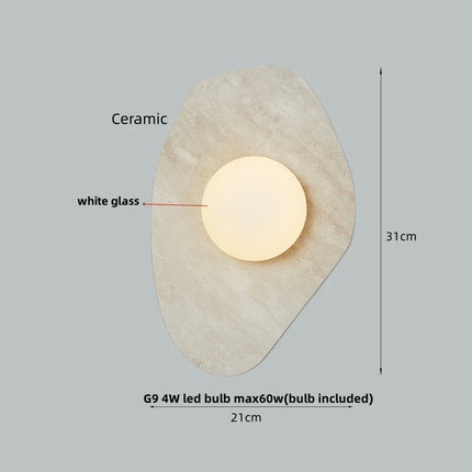 Applique Murale LED IWHD en Céramique et Verre Dépoli, Style Nordique Moderne, Lumière Ambiante