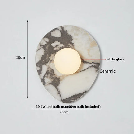 Applique Murale LED IWHD en Céramique et Verre Dépoli, Style Nordique Moderne, Lumière Ambiante