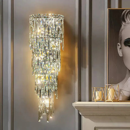 Applique Murale Moderne en Métal et Verre Cristal, Éclairage Ambiance Cosy pour Salon et Chambre