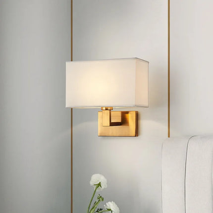 Applique Murale Carrée Moderne en Tissu Style Américain E27 LED