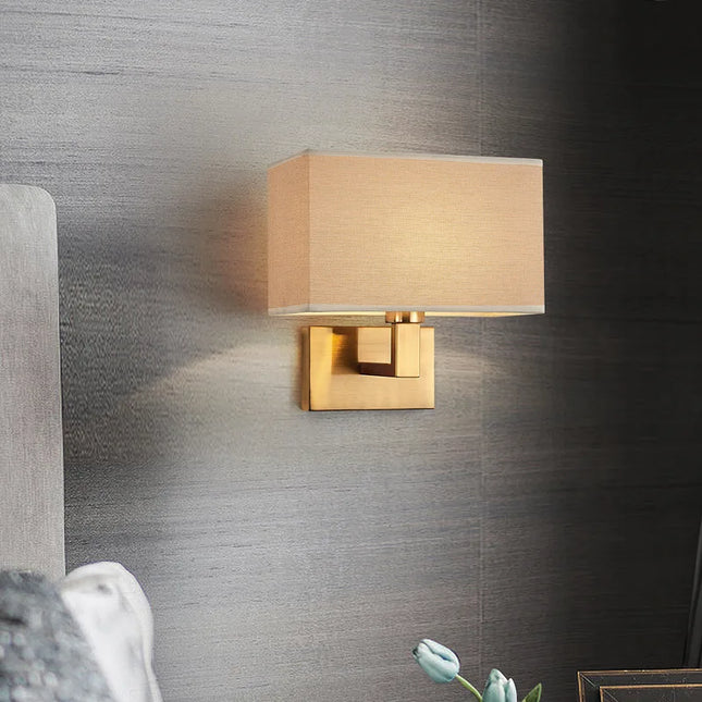 Applique Murale Carrée Moderne en Tissu Style Américain E27 LED