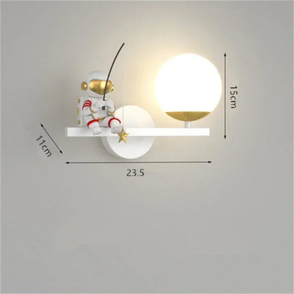 Applique Murale Moderne Enfants Lune Astronaute LED Verre Dépoli