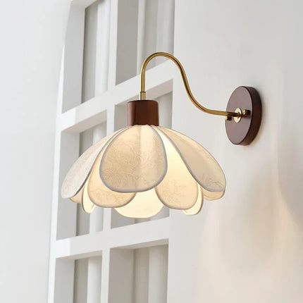 Applique Murale Japonaise Wabi Sabi en Bois et Tissu, Lumière Chaude Ambiance Cosy