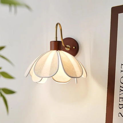 Applique Murale Japonaise Wabi Sabi en Bois et Tissu, Lumière Chaude Ambiance Cosy