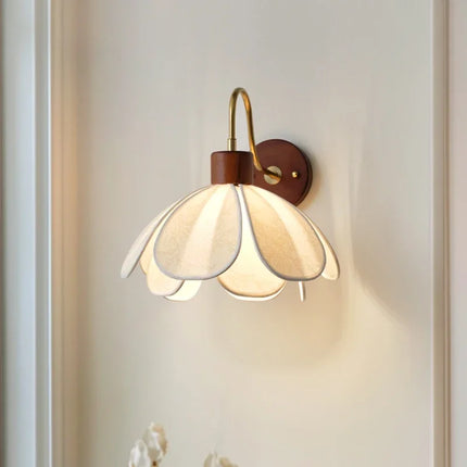 Applique Murale Japonaise Wabi Sabi en Bois et Tissu, Lumière Chaude Ambiance Cosy