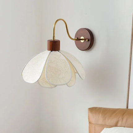 Applique Murale Japonaise Wabi Sabi en Bois et Tissu, Lumière Chaude Ambiance Cosy