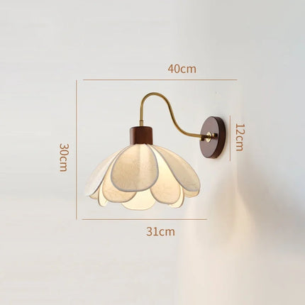 Applique Murale Japonaise Wabi Sabi en Bois et Tissu, Lumière Chaude Ambiance Cosy