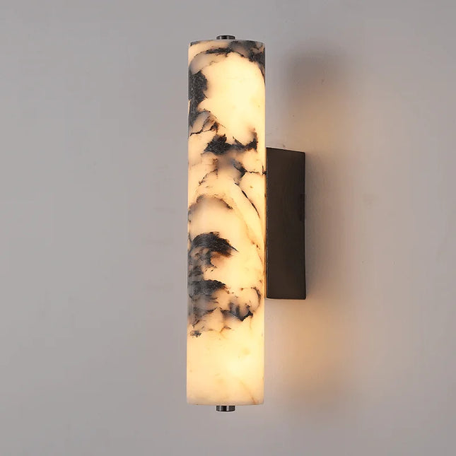 Applique Murale Style Italien en Pierre Naturelle Noir Marbre, Lumière Luxe Cosy