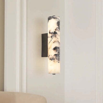 Applique Murale Style Italien en Pierre Naturelle Noir Marbre, Lumière Luxe Cosy