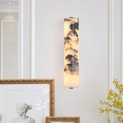 Applique Murale Style Italien en Pierre Naturelle Noir Marbre, Lumière Luxe Cosy