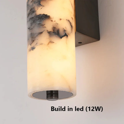 Applique Murale Style Italien en Pierre Naturelle Noir Marbre, Lumière Luxe Cosy