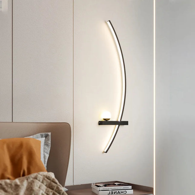 Applique Murale LED Moderne Noire en Aluminium, Luminaire Intelligente à Intensité Variable