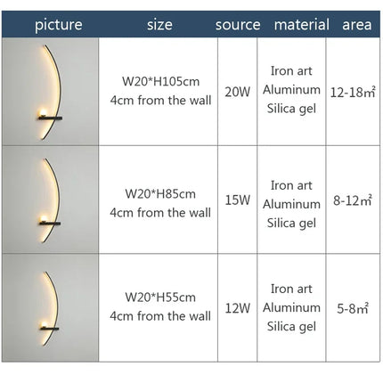 Applique Murale LED Moderne Noire en Aluminium, Luminaire Intelligente à Intensité Variable