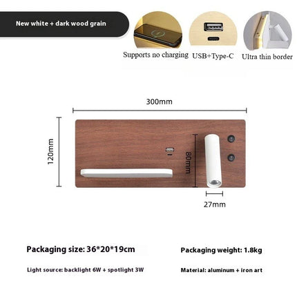 Applique Murale LED Multifonction avec Chargeur Sans Fil et Éclairage Chaud pour Chambre et Chevet