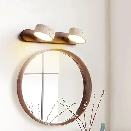 Applique Murale Duo Travertine LED Rotative Design Wabi Sabi Pierre
