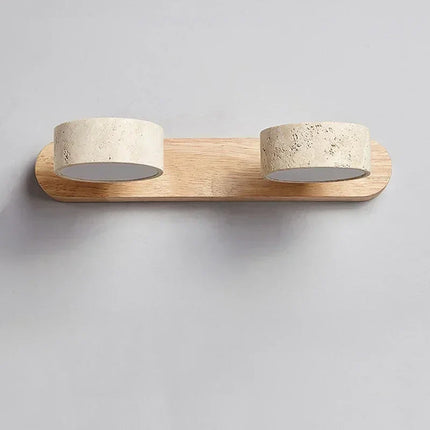 Applique Murale Duo Travertine LED Rotative Design Wabi Sabi Pierre