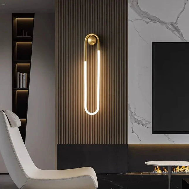Applique Murale en Cuivre Contemporaine pour Salon et Couloir, Lumière LED Ambiante - Luminous Place