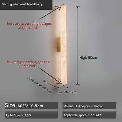 Applique Murale LED en Cuivre et Marbre, Design Moderne Flocon de Neige