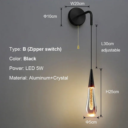 Applique Murale Cristal Moderne LED Gouttes de Pluie pour Intérieur