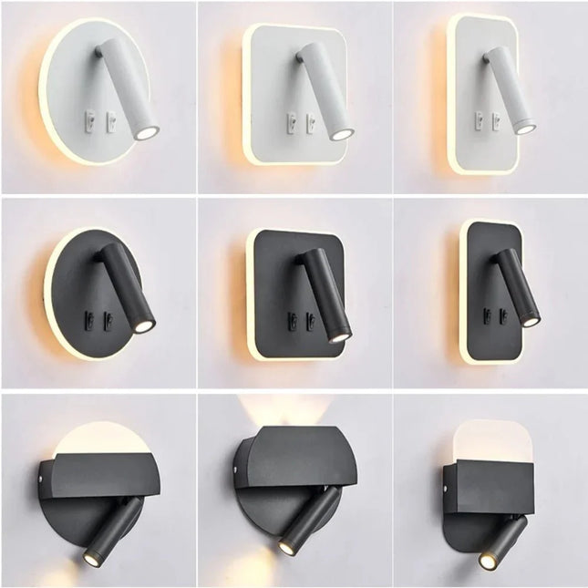 Applique Murale Rotative Moderne LED en Aluminium, Lumière Chaude, Angle Réglable, Chevet - Luminous Place