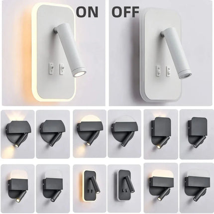 Applique Murale Rotative Moderne LED en Aluminium, Lumière Chaude, Angle Réglable, Chevet - Luminous Place
