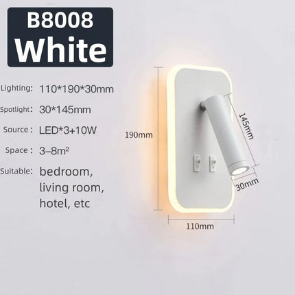 Applique Murale Rotative Moderne LED en Aluminium, Lumière Chaude, Angle Réglable, Chevet - Luminous Place