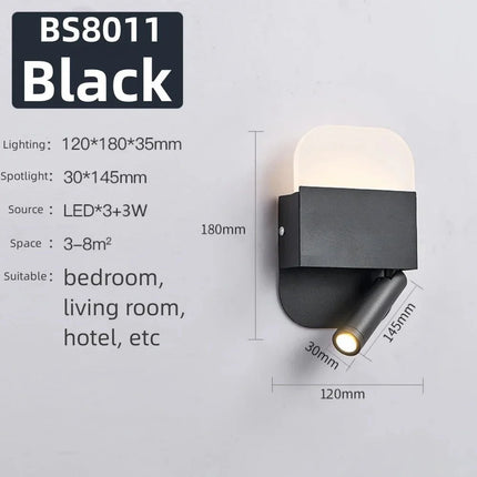 Applique Murale Rotative Moderne LED en Aluminium, Lumière Chaude, Angle Réglable, Chevet - Luminous Place