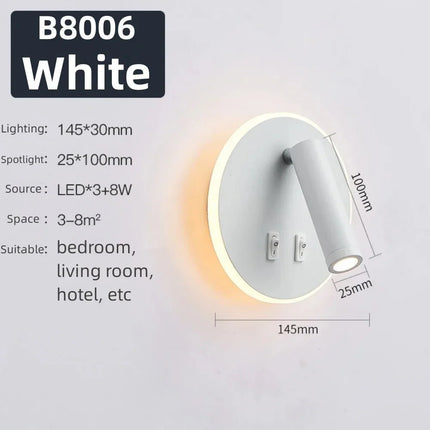 Applique Murale Rotative Moderne LED en Aluminium, Lumière Chaude, Angle Réglable, Chevet - Luminous Place