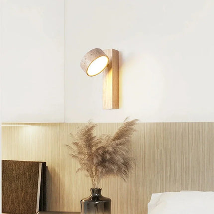 Applique Murale Japonaise Wabi Sabi en Travertin Jaune avec LED et Interrupteur à Chaînette