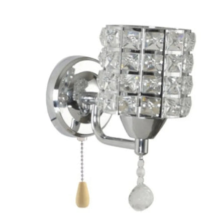 Applique Murale Cristal Cylindrique LED E27 avec Interrupteur à Tirer, Ambiance Chaleureuse
