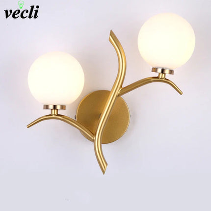 Applique Murale LED Métal et Verre G9 Dorée, Style Nordique Postmoderne