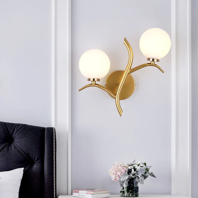 Applique Murale LED Métal et Verre G9 Dorée, Style Nordique Postmoderne