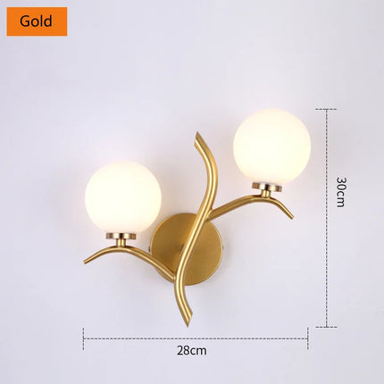 Applique Murale LED Métal et Verre G9 Dorée, Style Nordique Postmoderne