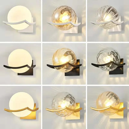 Applique Murale LED Moderne en Verre Doré, Luminaire d’Intérieur Design