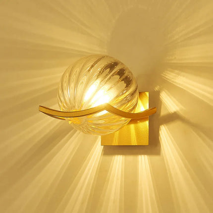 Applique Murale LED Moderne en Verre Doré, Luminaire d’Intérieur Design