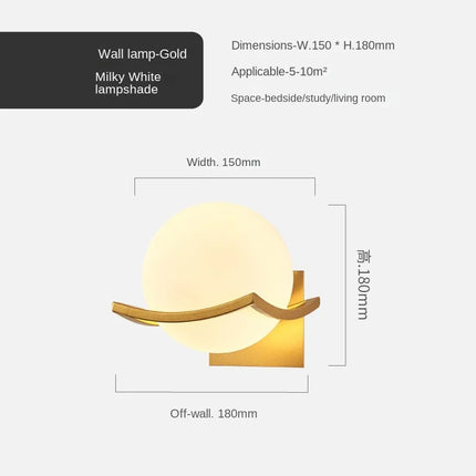 Applique Murale LED Moderne en Verre Doré, Luminaire d’Intérieur Design