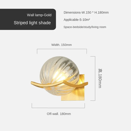 Applique Murale LED Moderne en Verre Doré, Luminaire d’Intérieur Design