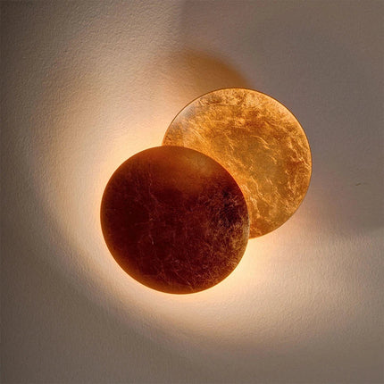 Applique Murale LED Éclipse de Lune en Cuivre et Or pour Salon et Couloir
