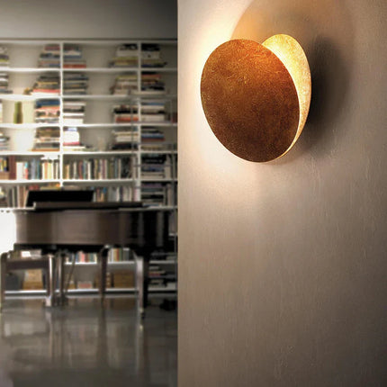 Applique Murale LED Éclipse de Lune en Cuivre et Or pour Salon et Couloir
