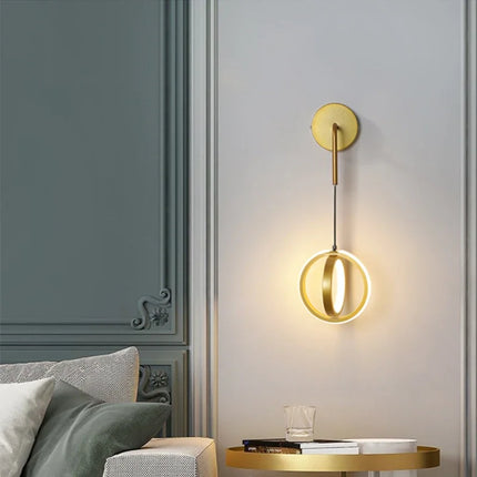 Applique Murale LED Nordique en Fer Noir et Doré, Luminaire Intérieur Élégant