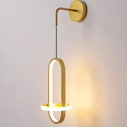 Applique Murale LED Nordique en Fer Noir et Doré, Luminaire Intérieur Élégant