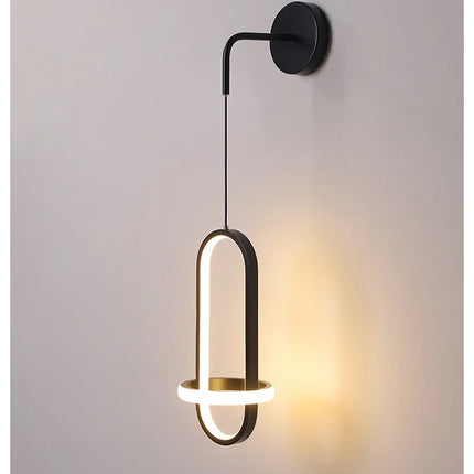 Applique Murale LED Nordique en Fer Noir et Doré, Luminaire Intérieur Élégant